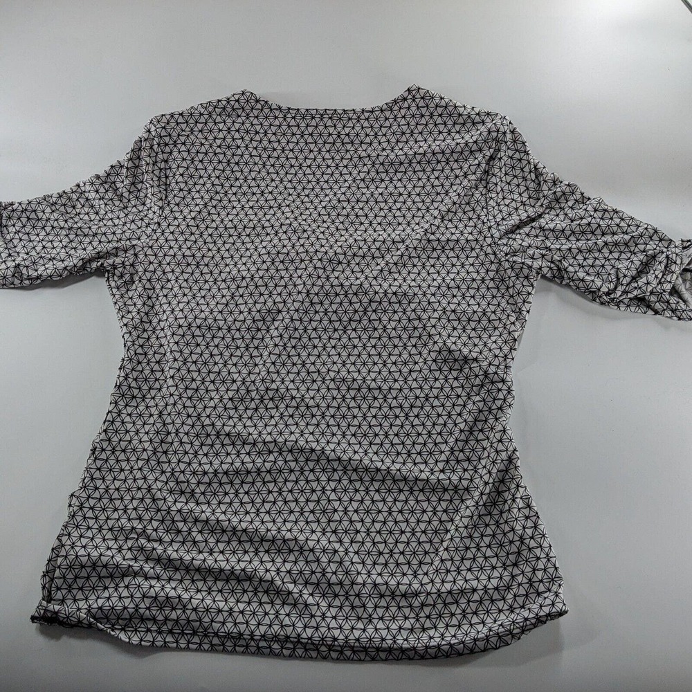 Grayson Women's L Large Half Sleeve Black White Pullover Polyester Blouse Shirt - Picture 3 of 8